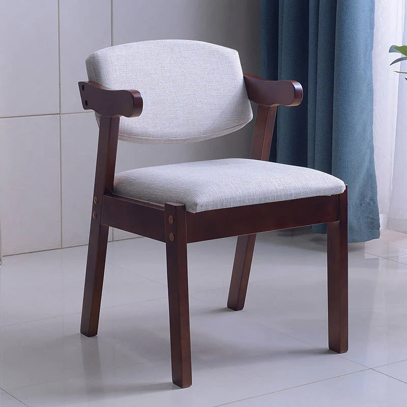 Modern Simplicity Rubber Wood Fabric Faux Leather Sponge Square Desk Chair Backrest Armrest For Study