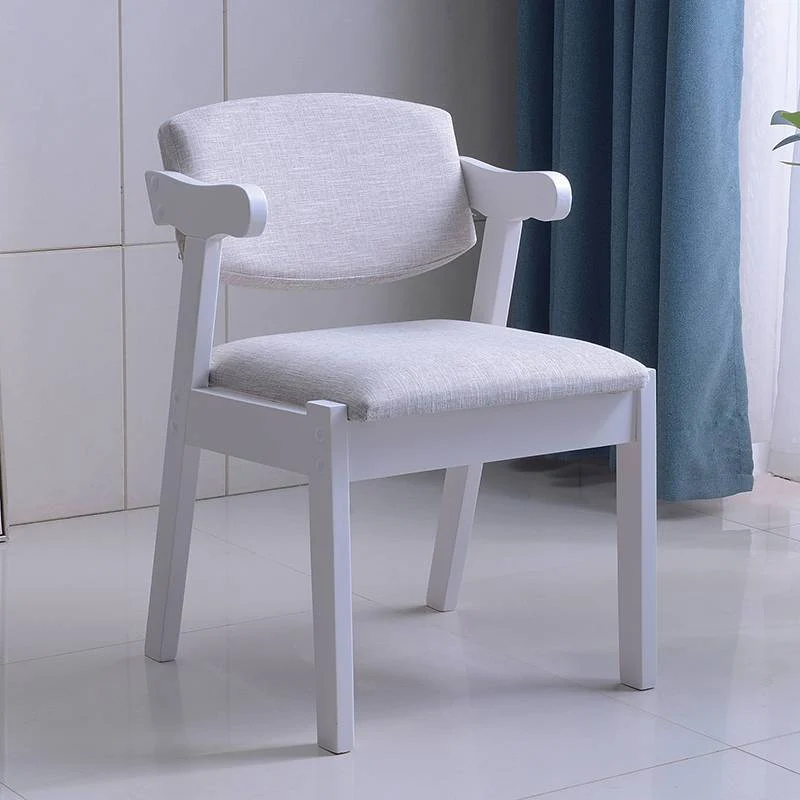 Modern Simplicity Rubber Wood Fabric Faux Leather Sponge Square Desk Chair Backrest Armrest For Study