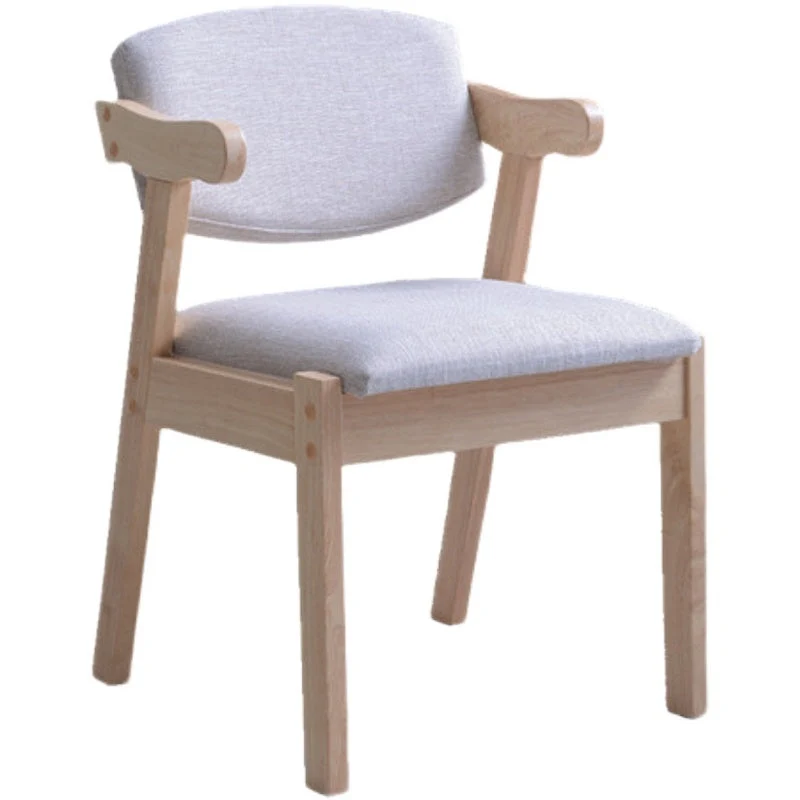 Modern Simplicity Rubber Wood Fabric Faux Leather Sponge Square Desk Chair Backrest Armrest For Study