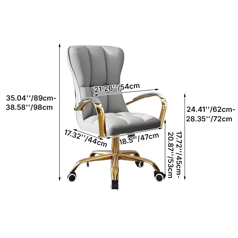Modern Luxury Liftable Swivel Rectangular Square Faux Leather Carbon Steel Desk Chair Backrest Armrest For Home Office