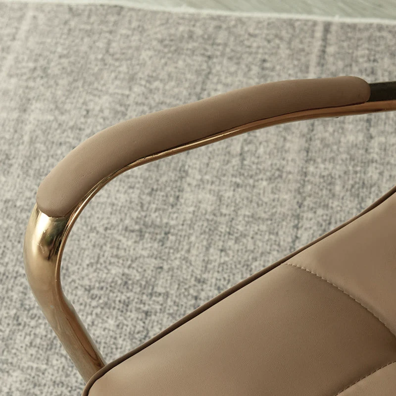Modern Luxury Liftable Swivel Rectangular Square Faux Leather Carbon Steel Desk Chair Backrest Armrest For Home Office