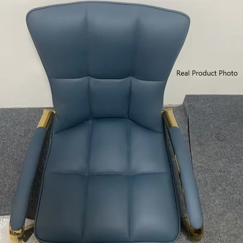 Modern Luxury Liftable Swivel Rectangular Square Faux Leather Carbon Steel Desk Chair Backrest Armrest For Home Office
