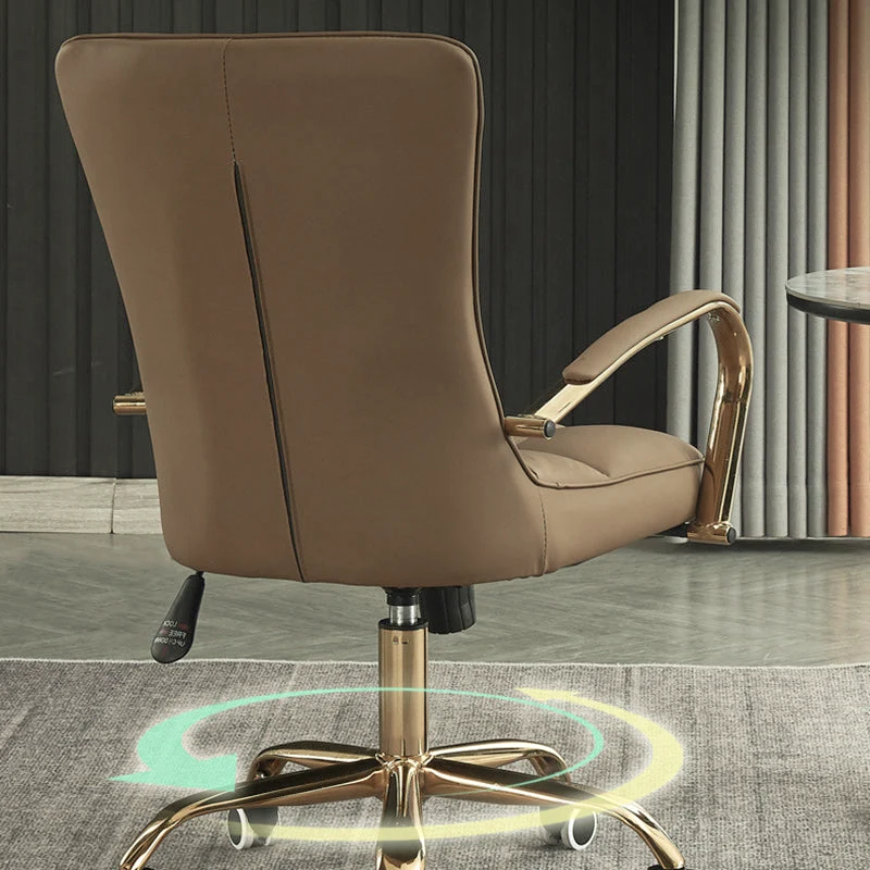 Modern Luxury Liftable Swivel Rectangular Square Faux Leather Carbon Steel Desk Chair Backrest Armrest For Home Office