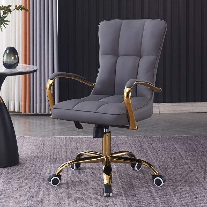 Modern Luxury Liftable Swivel Rectangular Square Faux Leather Carbon Steel Desk Chair Backrest Armrest For Home Office