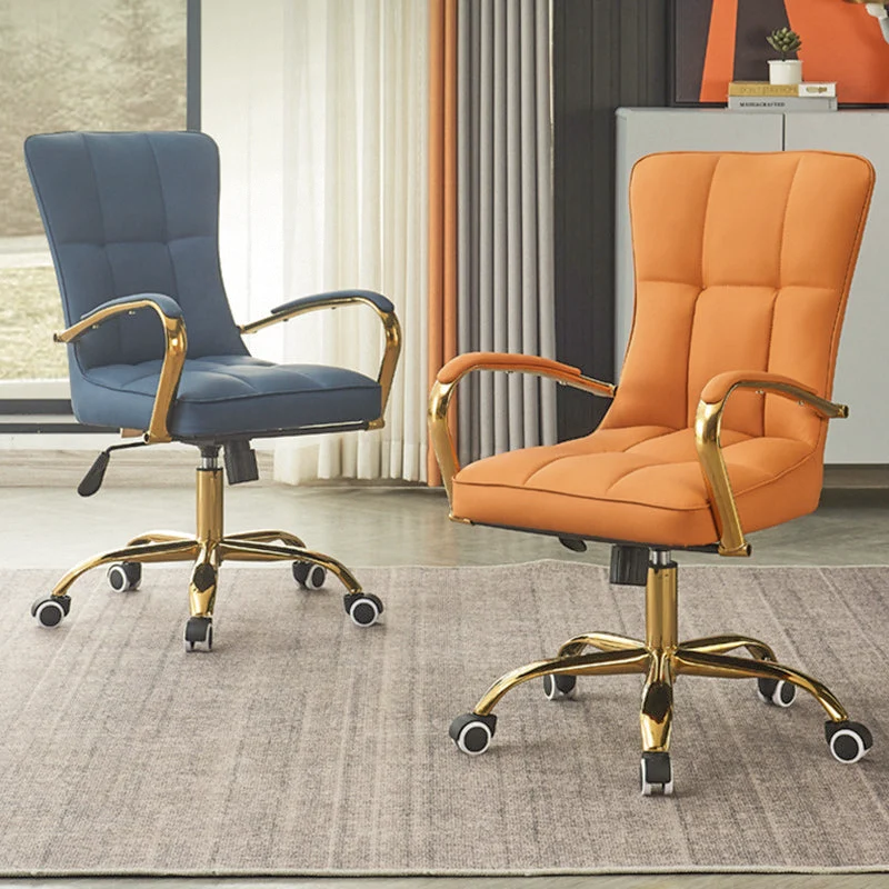 Modern Luxury Liftable Swivel Rectangular Square Faux Leather Carbon Steel Desk Chair Backrest Armrest For Home Office