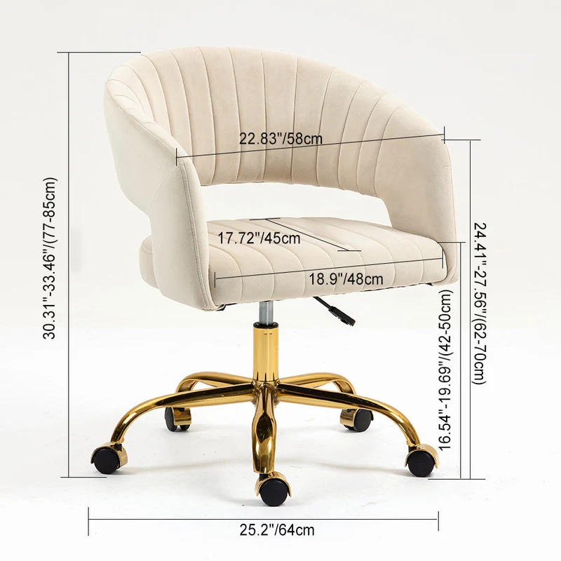 Contemporary Scandinavian Liftable Swivel Curved Square Iron Hemp Velvet Desk Chair Backrest Armrest For Home Office