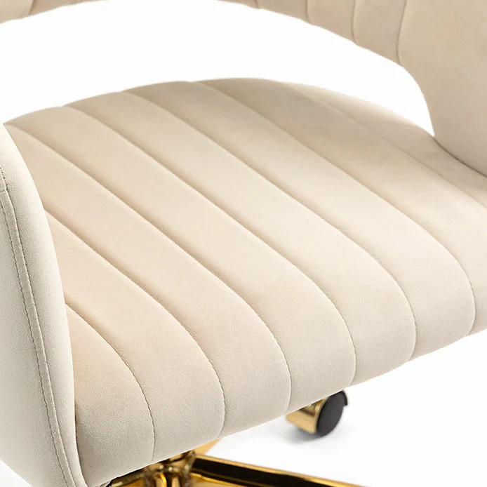 Contemporary Scandinavian Liftable Swivel Curved Square Iron Hemp Velvet Desk Chair Backrest Armrest For Home Office