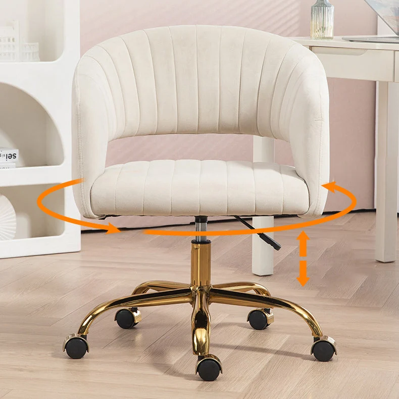 Contemporary Scandinavian Liftable Swivel Curved Square Iron Hemp Velvet Desk Chair Backrest Armrest For Home Office