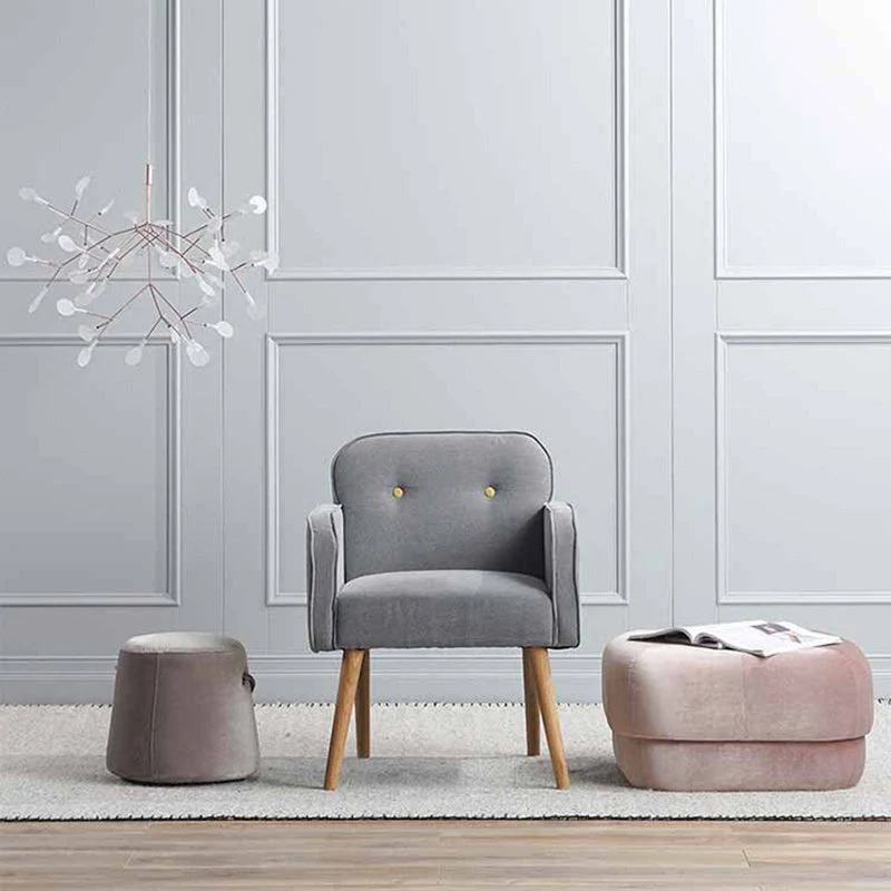 Modern Simplicity Round Square Velvet Rubberwood Sponge Footstool Armless For Living Room