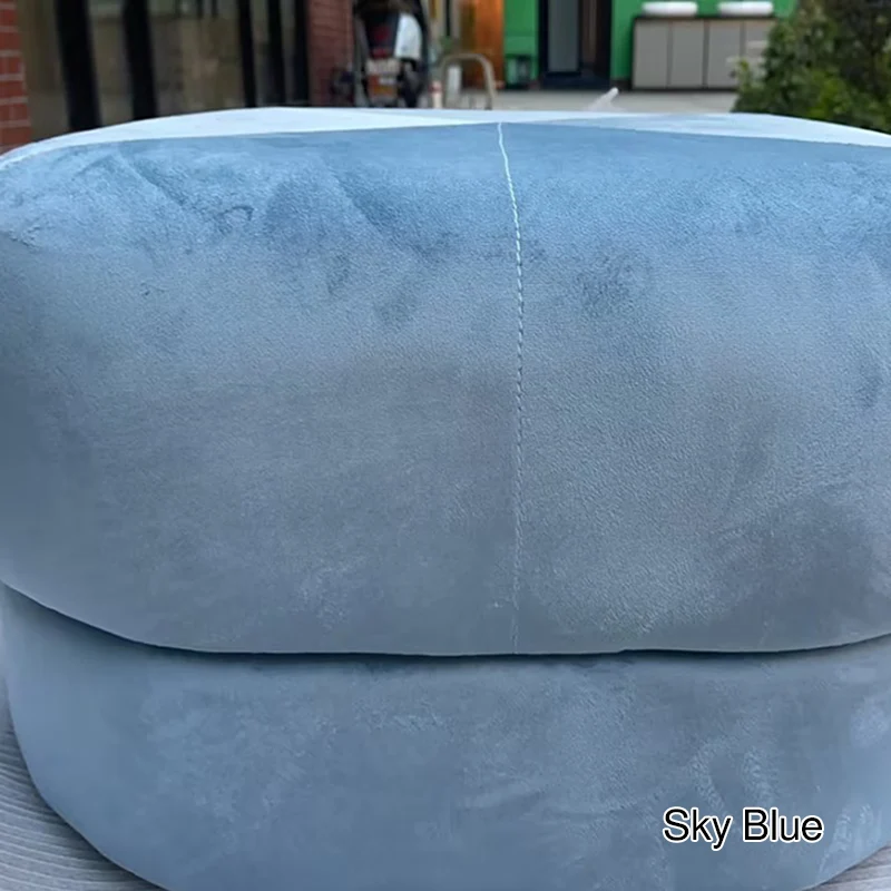 Modern Simplicity Round Square Velvet Rubberwood Sponge Footstool Armless For Living Room