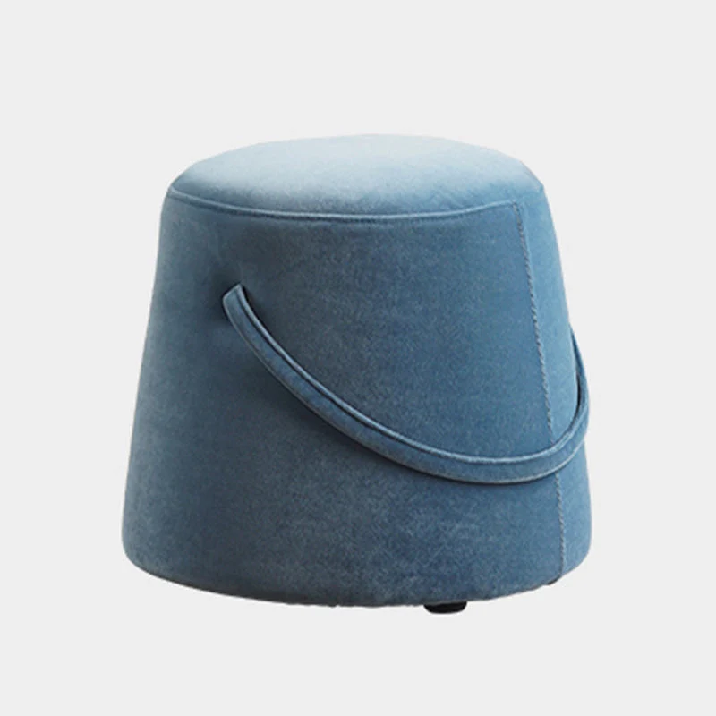 Modern Simplicity Round Square Velvet Rubberwood Sponge Footstool Armless For Living Room