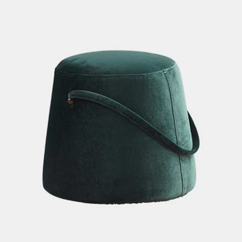 Modern Simplicity Round Square Velvet Rubberwood Sponge Footstool Armless For Living Room