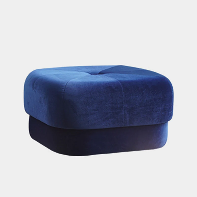 Modern Simplicity Round Square Velvet Rubberwood Sponge Footstool Armless For Living Room