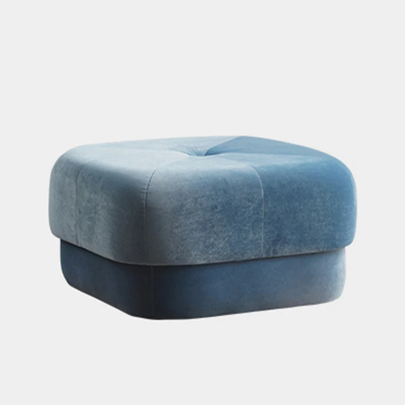 Modern Simplicity Round Square Velvet Rubberwood Sponge Footstool Armless For Living Room