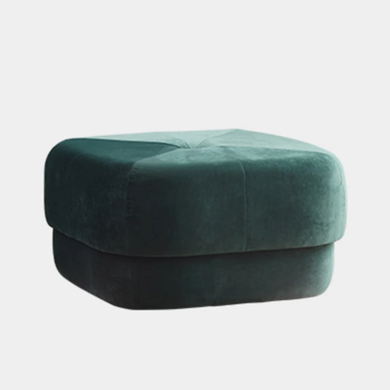 Modern Simplicity Round Square Velvet Rubberwood Sponge Footstool Armless For Living Room