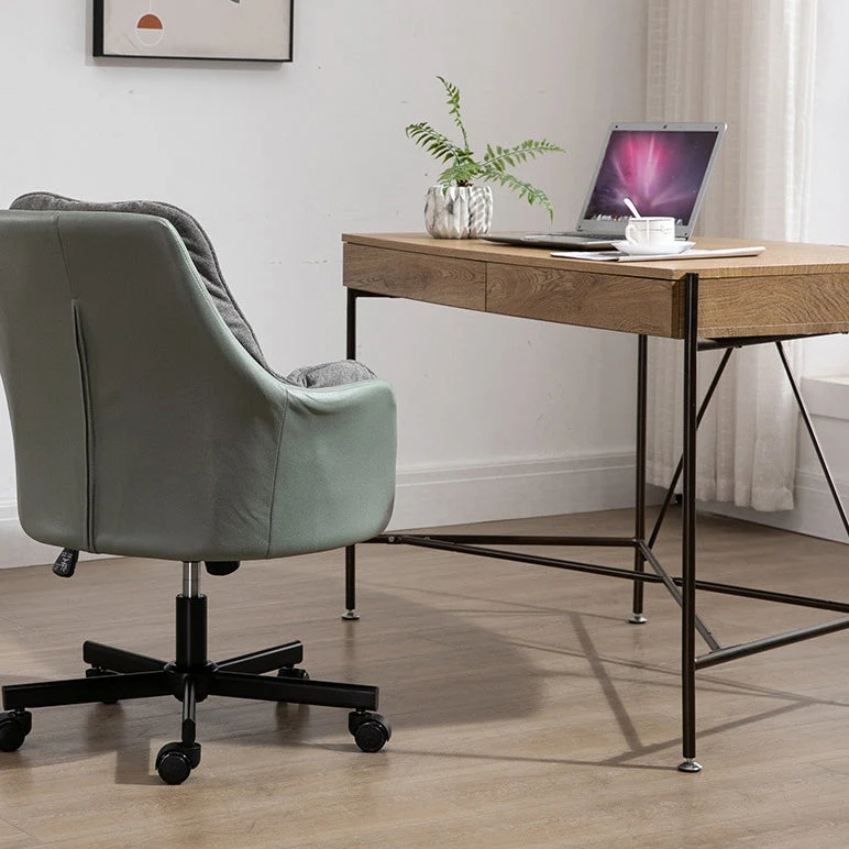 Modern Simplicity Curved Cotton-Linen Synthetic Fabric Aluminum Alloy Metal Desk Chair Backrest Armrest For Home Office