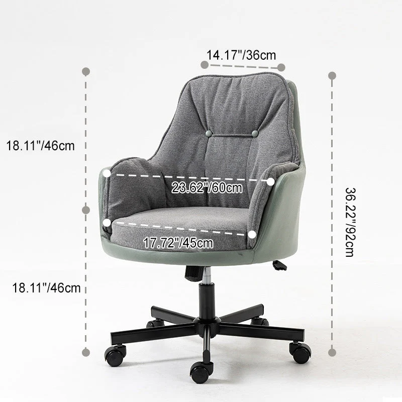 Modern Simplicity Curved Cotton-Linen Synthetic Fabric Aluminum Alloy Metal Desk Chair Backrest Armrest For Home Office