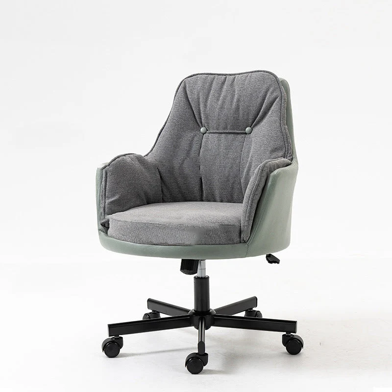 Modern Simplicity Curved Cotton-Linen Synthetic Fabric Aluminum Alloy Metal Desk Chair Backrest Armrest For Home Office