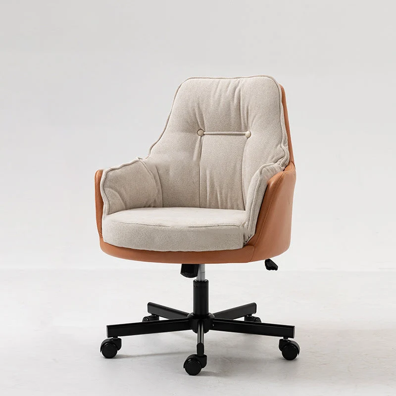 Modern Simplicity Curved Cotton-Linen Synthetic Fabric Aluminum Alloy Metal Desk Chair Backrest Armrest For Home Office