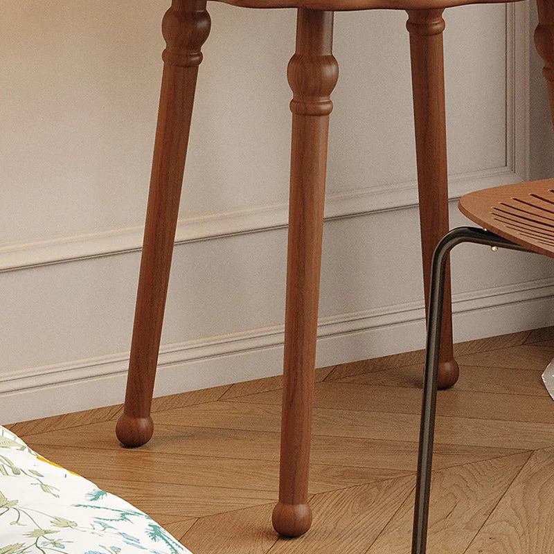Traditional Vintage Flower Round Rubberwood Glass Plywood Makeup Vanity 1-Storage For Bedroom