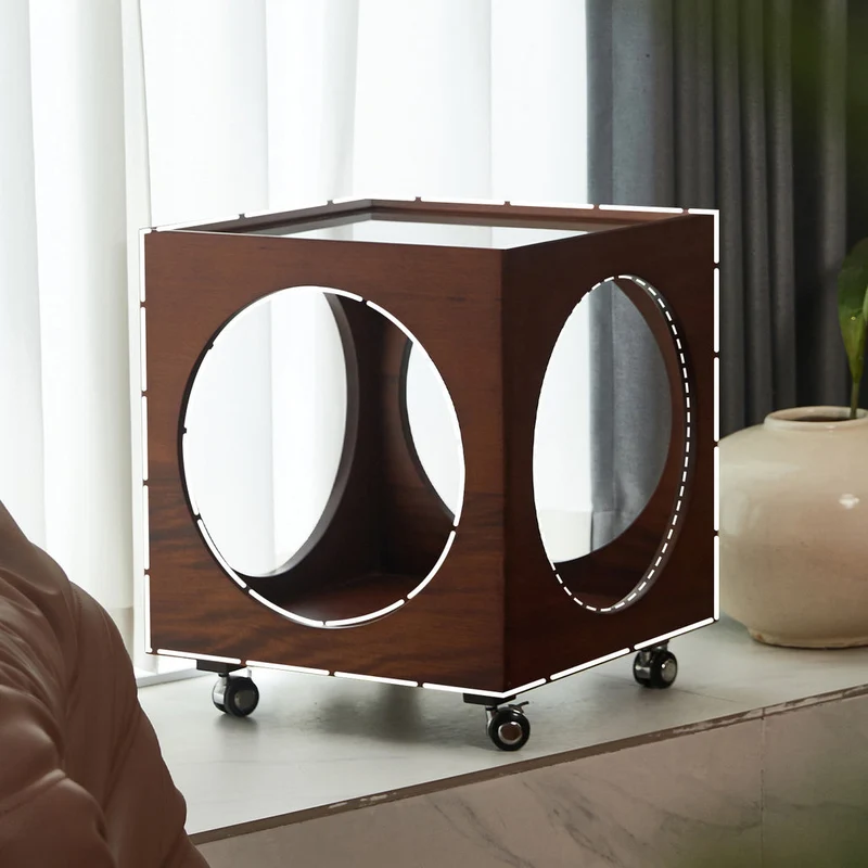 Modern Minimalist Removable Square Glass Plywood End Table 2-Tier For Living Room