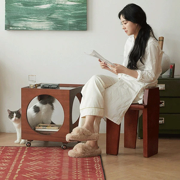 Modern Minimalist Removable Square Glass Plywood End Table 2-Tier For Living Room