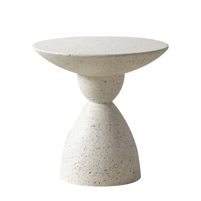 Contemporary Nordic Round Hourglass Magnesium Oxide End Table For Living Room