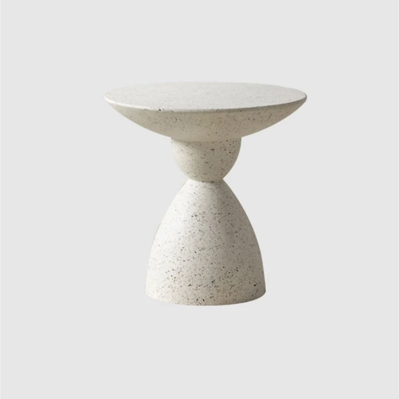 Contemporary Nordic Round Hourglass Magnesium Oxide End Table For Living Room