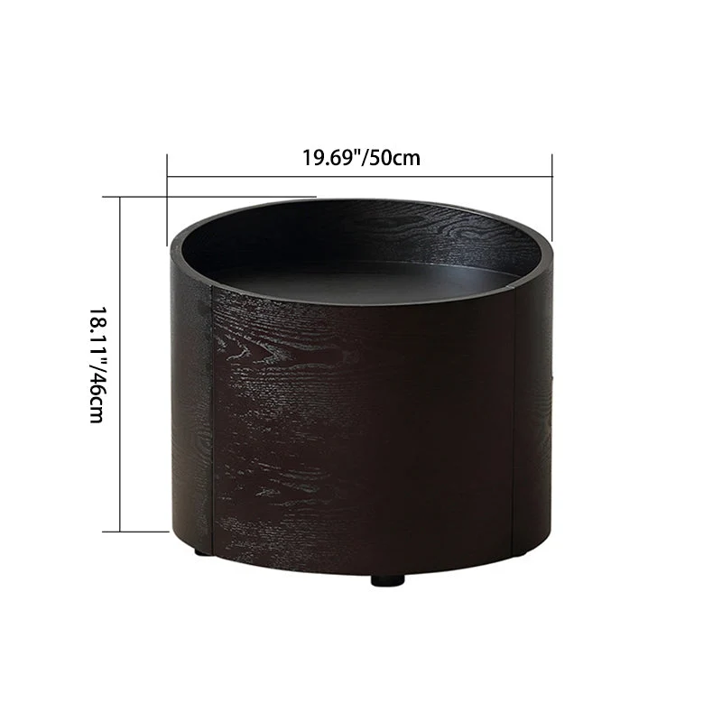 Modern Minimalist Round Cylinder Plywood Nightstand 1-Drawer For Bedroom