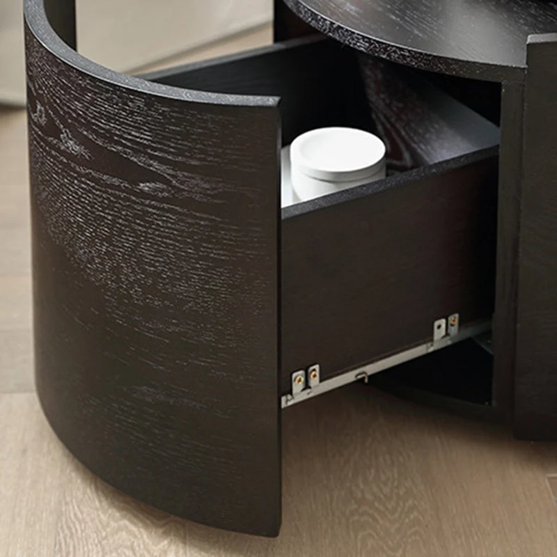 Modern Minimalist Round Cylinder Plywood Nightstand 1-Drawer For Bedroom