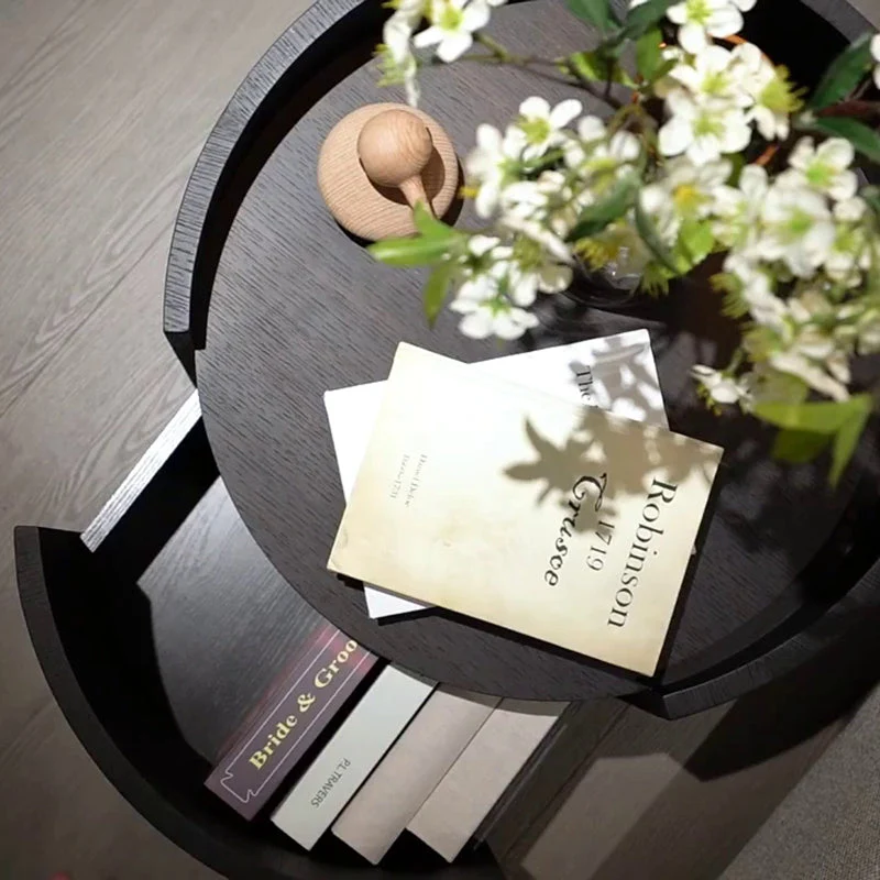 Modern Minimalist Round Cylinder Plywood Nightstand 1-Drawer For Bedroom
