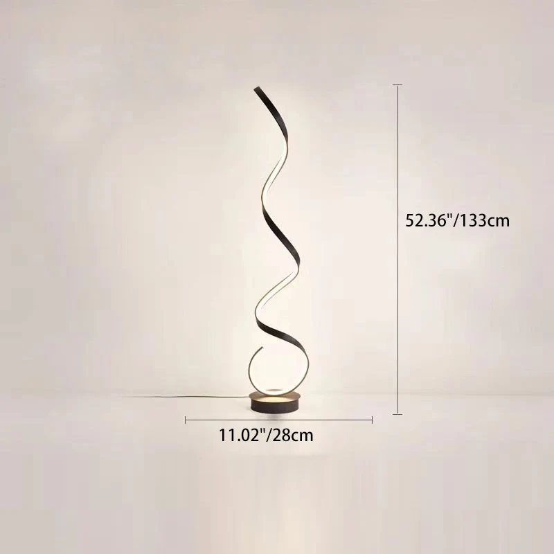 Contemporary Nordic LED Floor Lamp – Curved Iron Frame with PVC Shade for Living Room