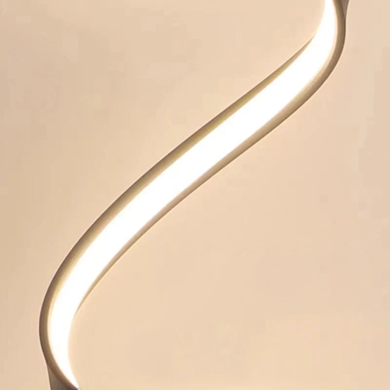 Contemporary Nordic LED Floor Lamp – Curved Iron Frame with PVC Shade for Living Room