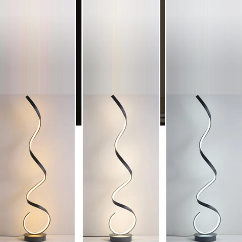 Contemporary Nordic LED Floor Lamp – Curved Iron Frame with PVC Shade for Living Room