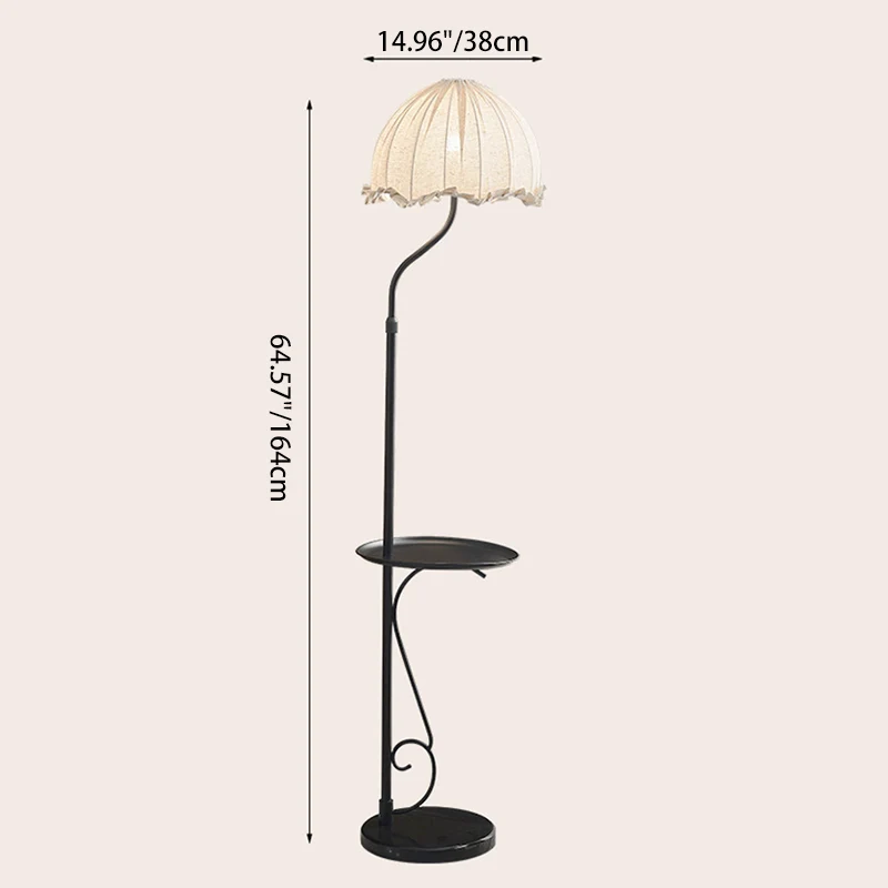Traditional French Dome Metal Fabric 1-Light Standing Floor Lamp For Living Room