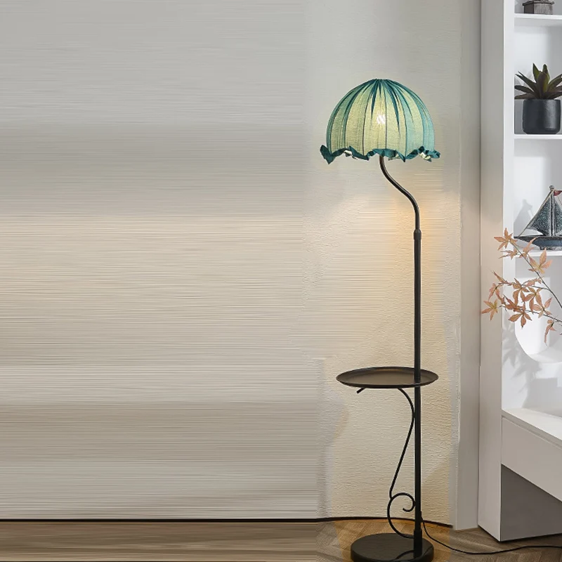 Traditional French Dome Metal Fabric 1-Light Standing Floor Lamp For Living Room