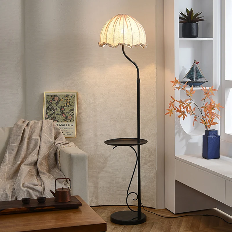 Traditional French Dome Metal Fabric 1-Light Standing Floor Lamp For Living Room