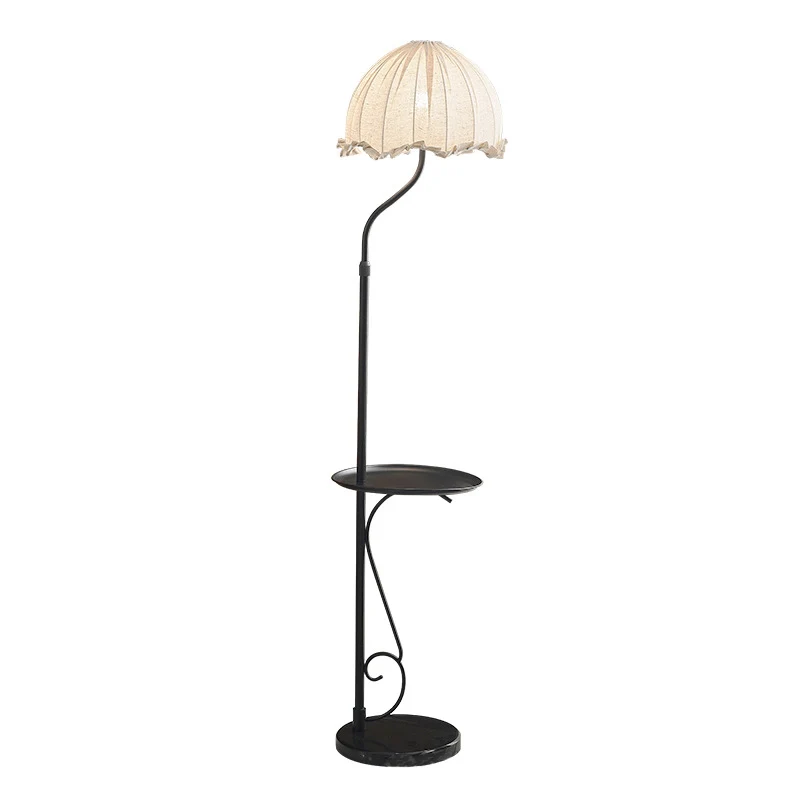 Traditional French Dome Metal Fabric 1-Light Standing Floor Lamp For Living Room