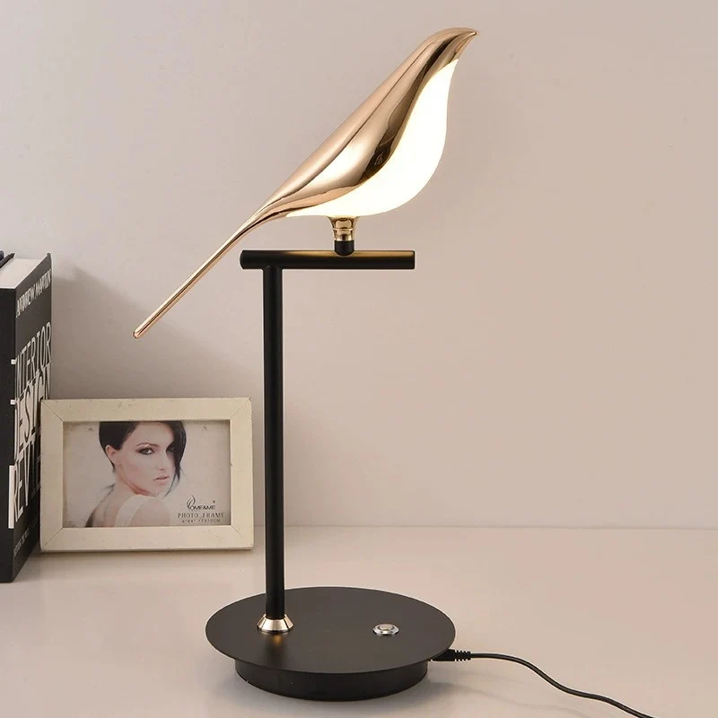 Contemporary Creative Bird Table Lamp – Zinc Alloy & Acrylic LED Light for Bedroom