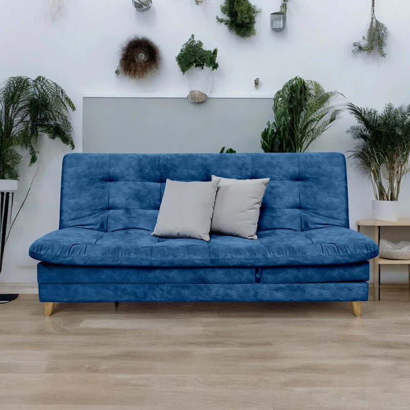 Sofá Cama 5 Posiciones Agassi Tela Azul - Incluye Cojines