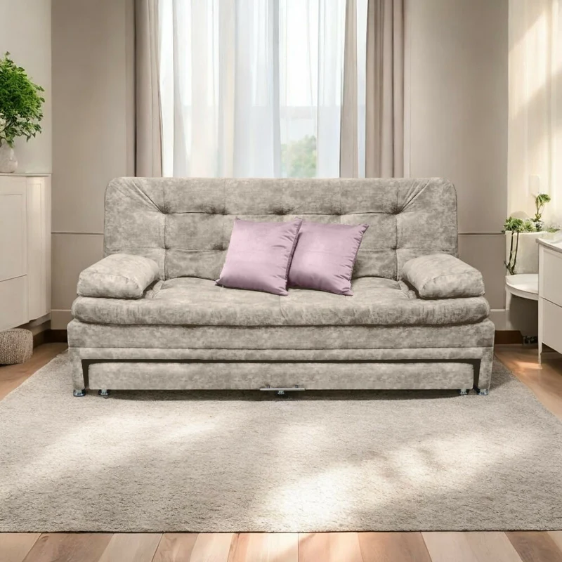 Sofá Cama Nido Tarima Olsen Tela Camel - Incluye Cojines