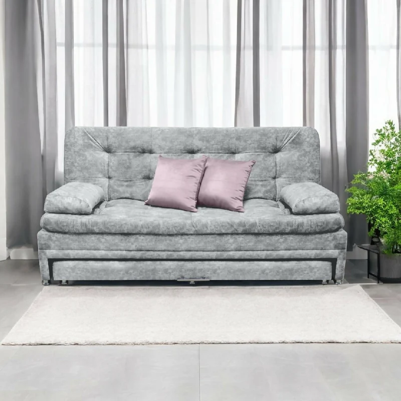 Sofá Cama Nido Tarima Olsen Tela Gris - Incluye Cojines