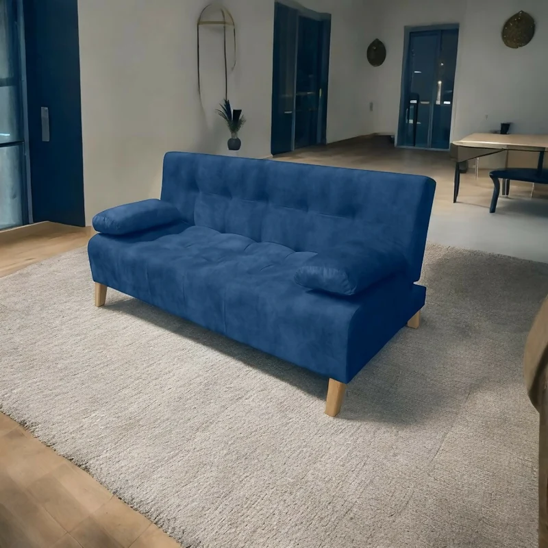 Sofá Cama 3 Posiciones Leroy Tela Azul