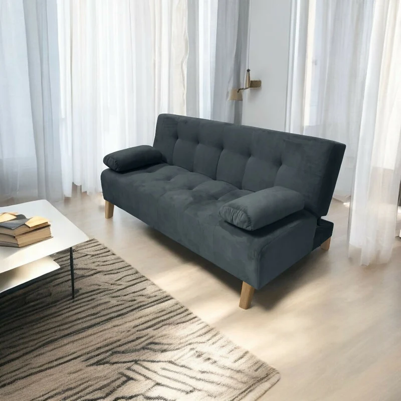 Sofá Cama Glaser 3 Posiciones Tela Gris