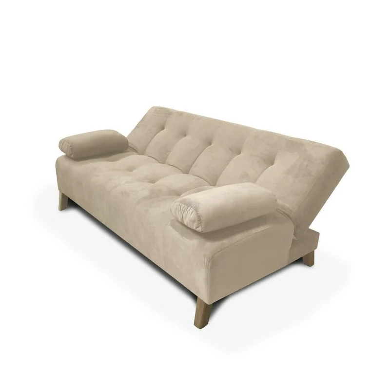 Sofá Cama Glaser 3 Posiciones Tela Camel