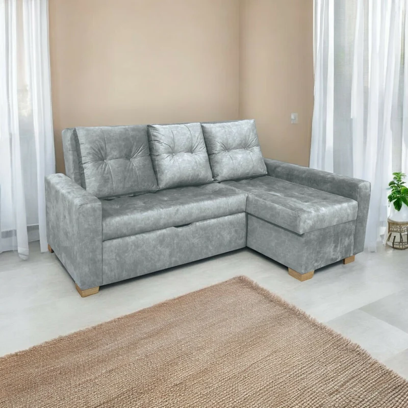 Esquinero Sofá Cama Carson Tela Gris