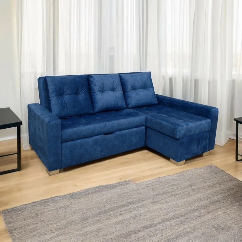 Esquinero Sofá Cama Carson Tela Azul