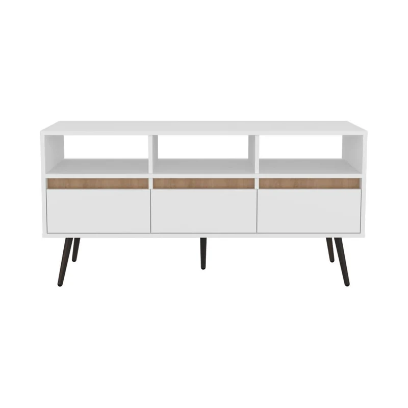 Mesa para TV Aranez, Blanco y Fresno Europeo, para TV Máximo 50" ZF
