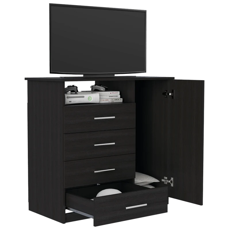 Organizador Barlovento, Wengue, con Cuatro Cajones y una Puerta