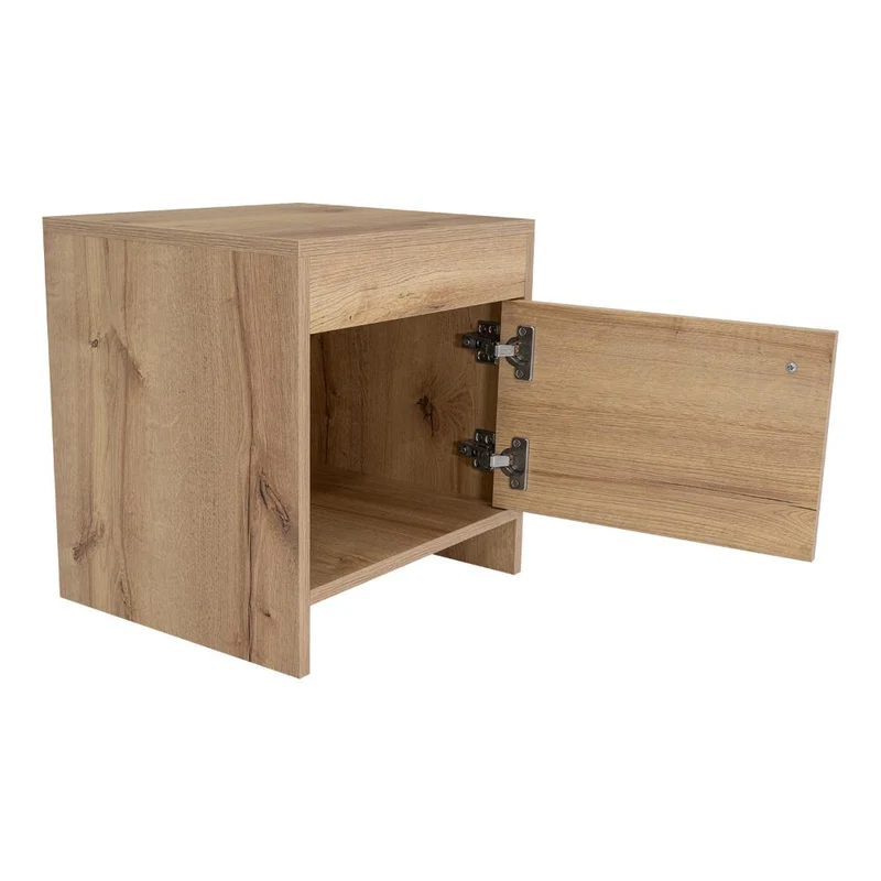 Mesa de Noche Tutto, Café Claro, con Cajón para Guardar Objetos Ideal para Espacios Reducidos